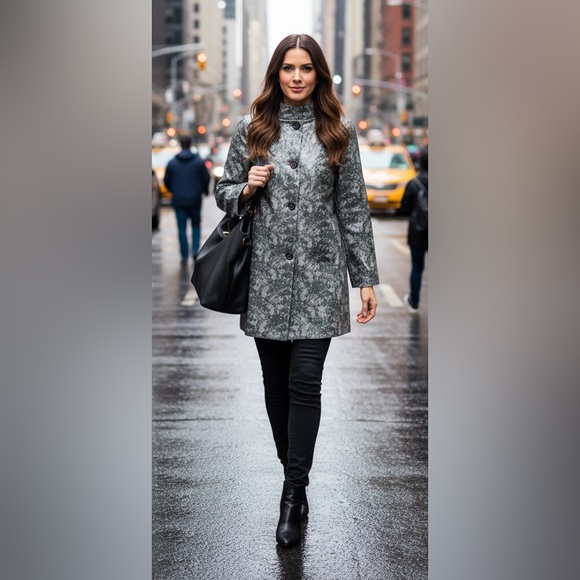 Cole Haan Jackets & Blazers - VTG Cole Haan Gray Lace Raincoat Jacket Details Sz S/M Rare Old Money Designer